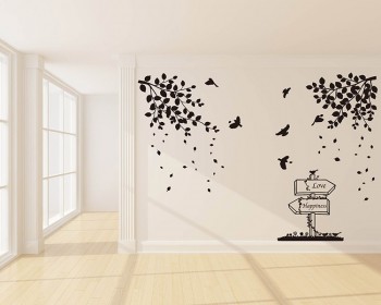 Branches with Leaves Birds Wall Decal Vinyl Tree Art Stickers